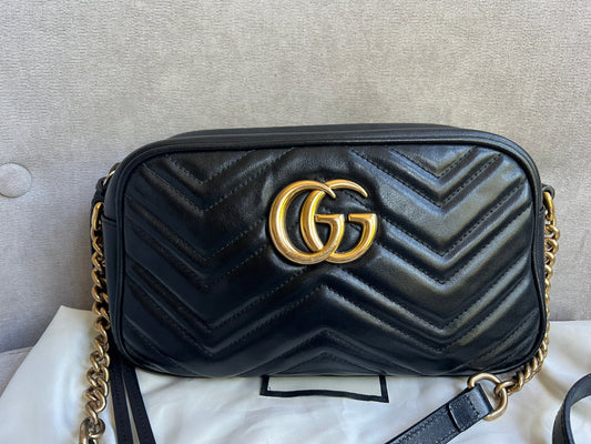 Luxury Gucci GG Black Marmont Small Shoulder Bag