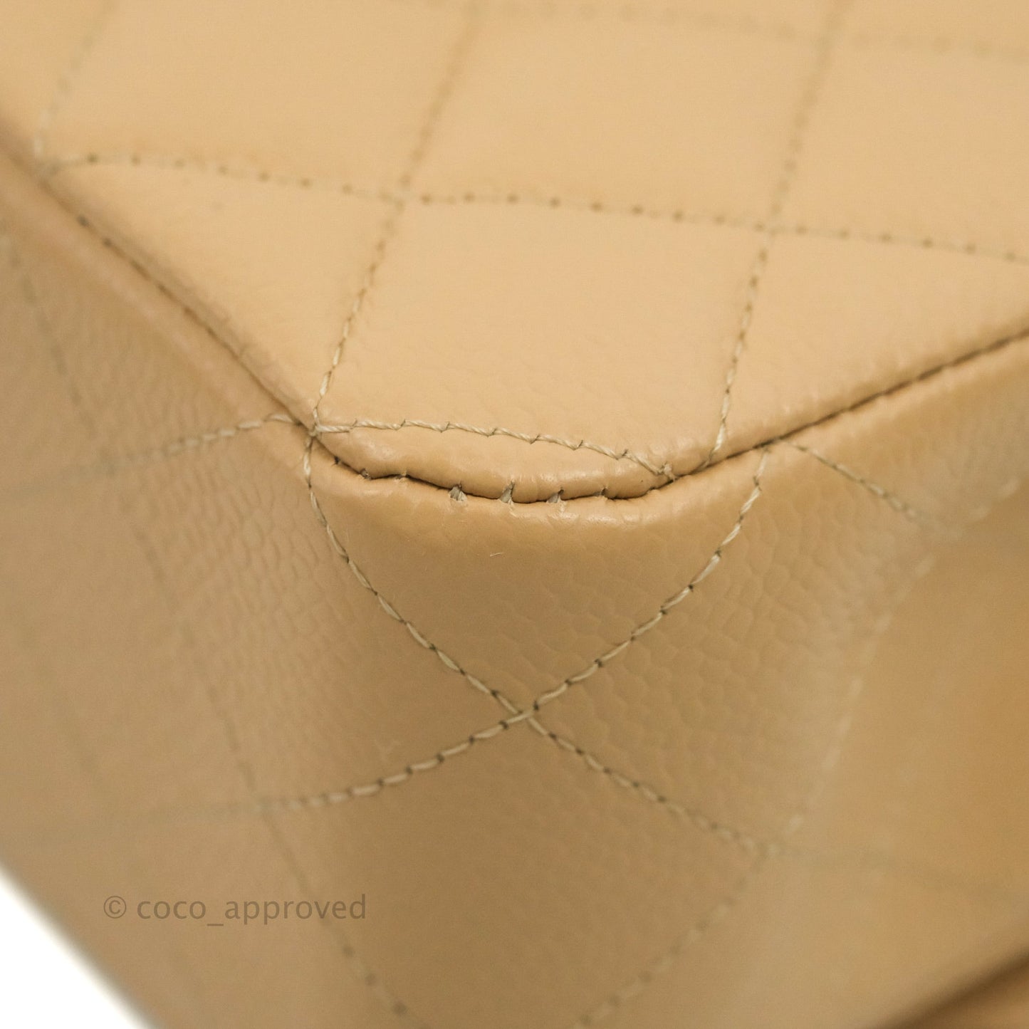 Chanel Classic M/L Medium Flap Quilted Beige Caviar Gold Hardware