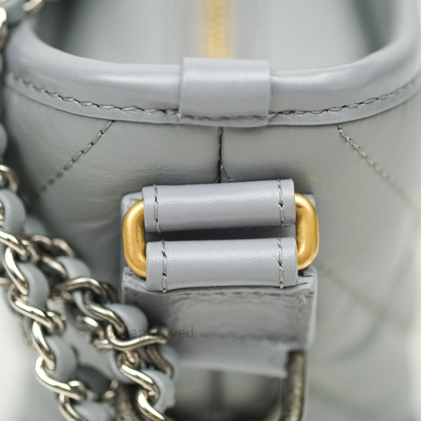 Chanel Calfskin Chevron Small Gabrielle Hobo Grey Mixed Hardware