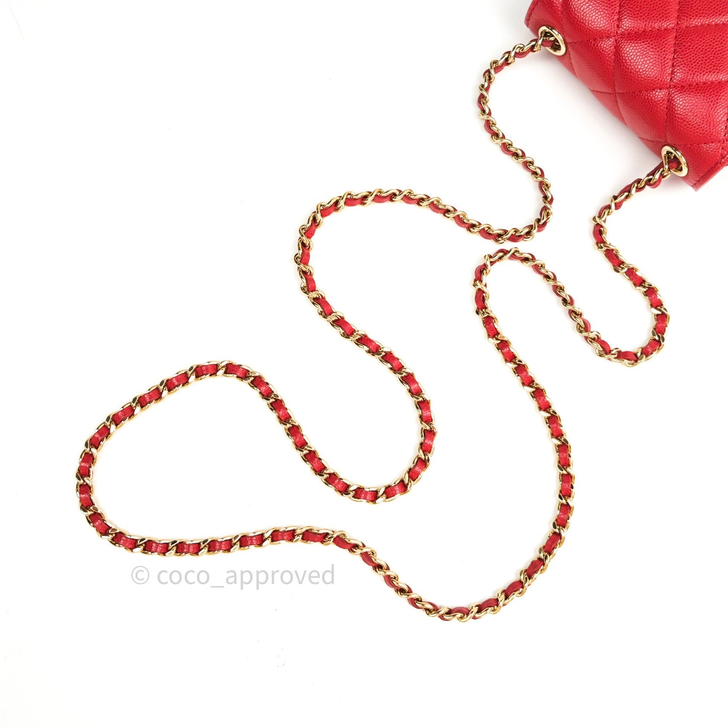 Chanel Classic Red Caviar Gold Hardware Phone Holder