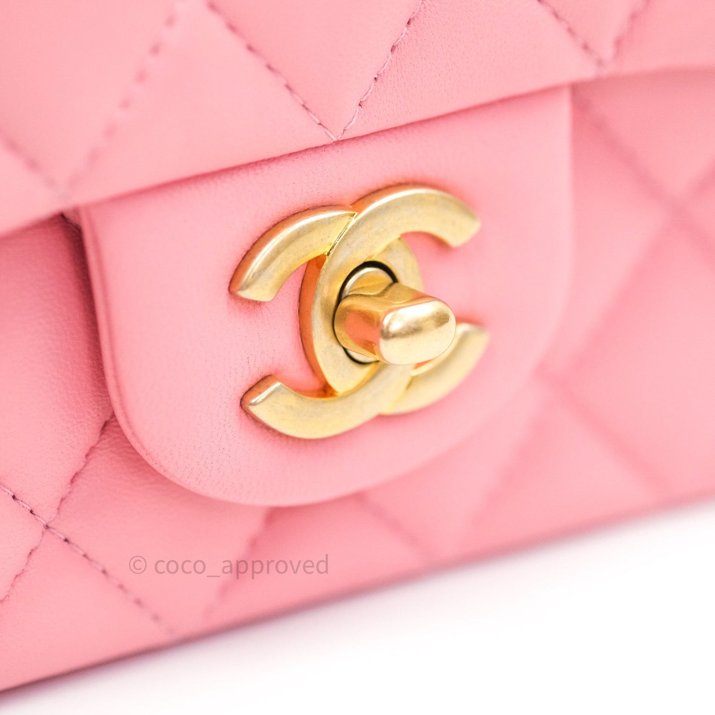 Chanel Mini Square Pink Quilted Lambskin Gold Hardware