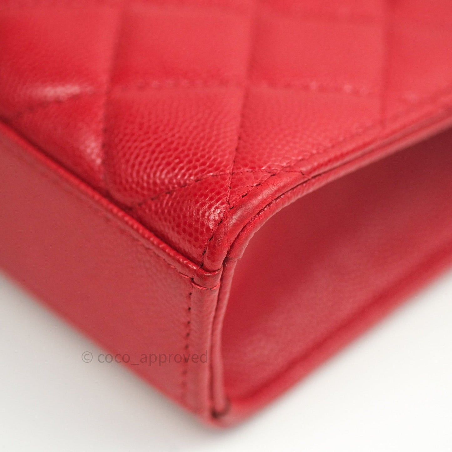 Chanel Classic Red Caviar Gold Hardware Phone Holder