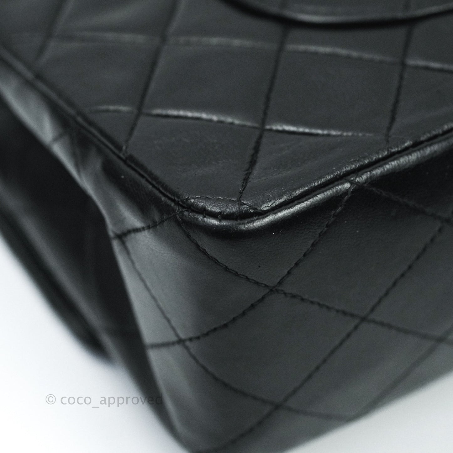 Chanel Vintage M/L Medium Double Flap Bag Black Lambskin 24K Gold Hardware