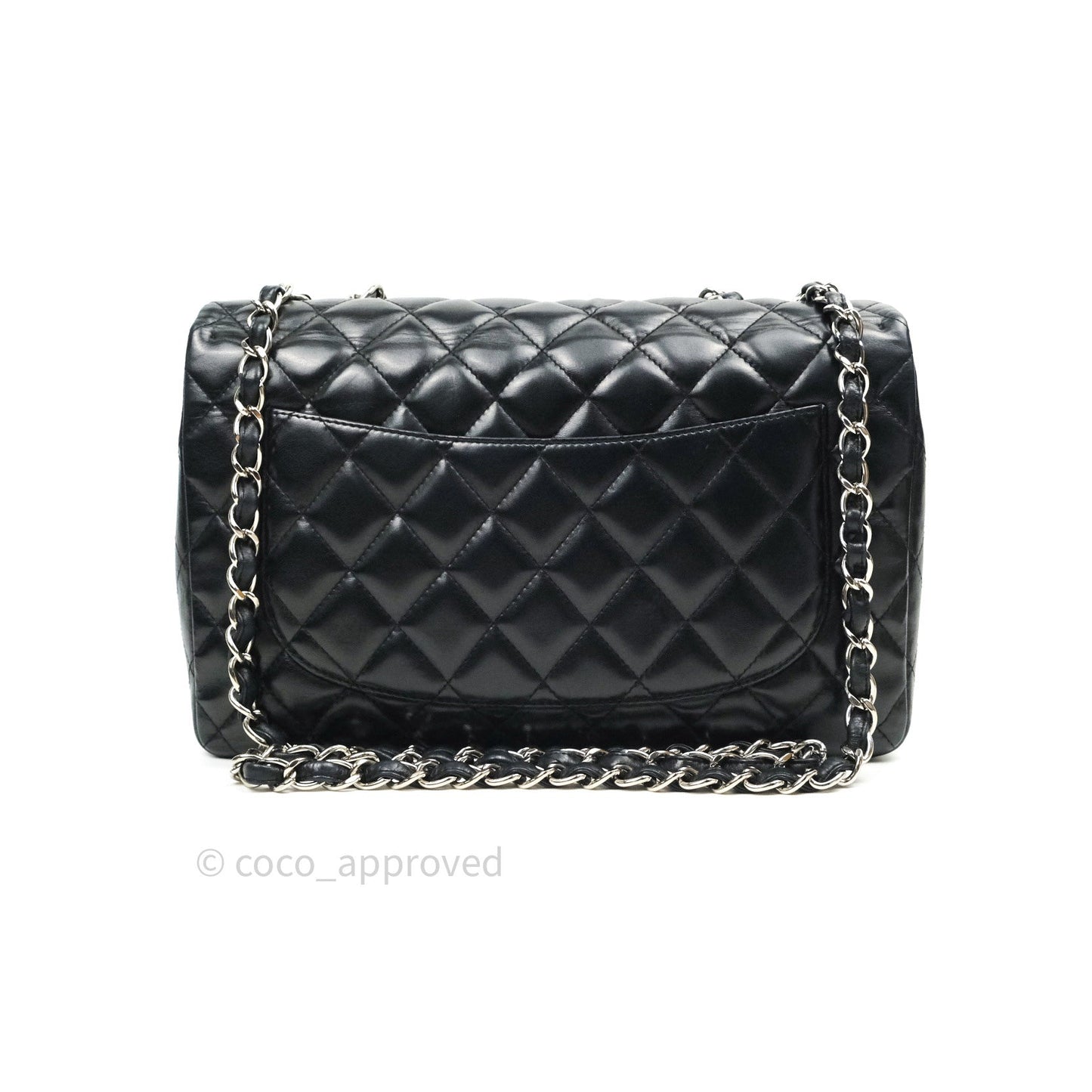 Chanel Classic Quilted Jumbo Single Flap Black Lambskin Silver Hardware⁣⁣