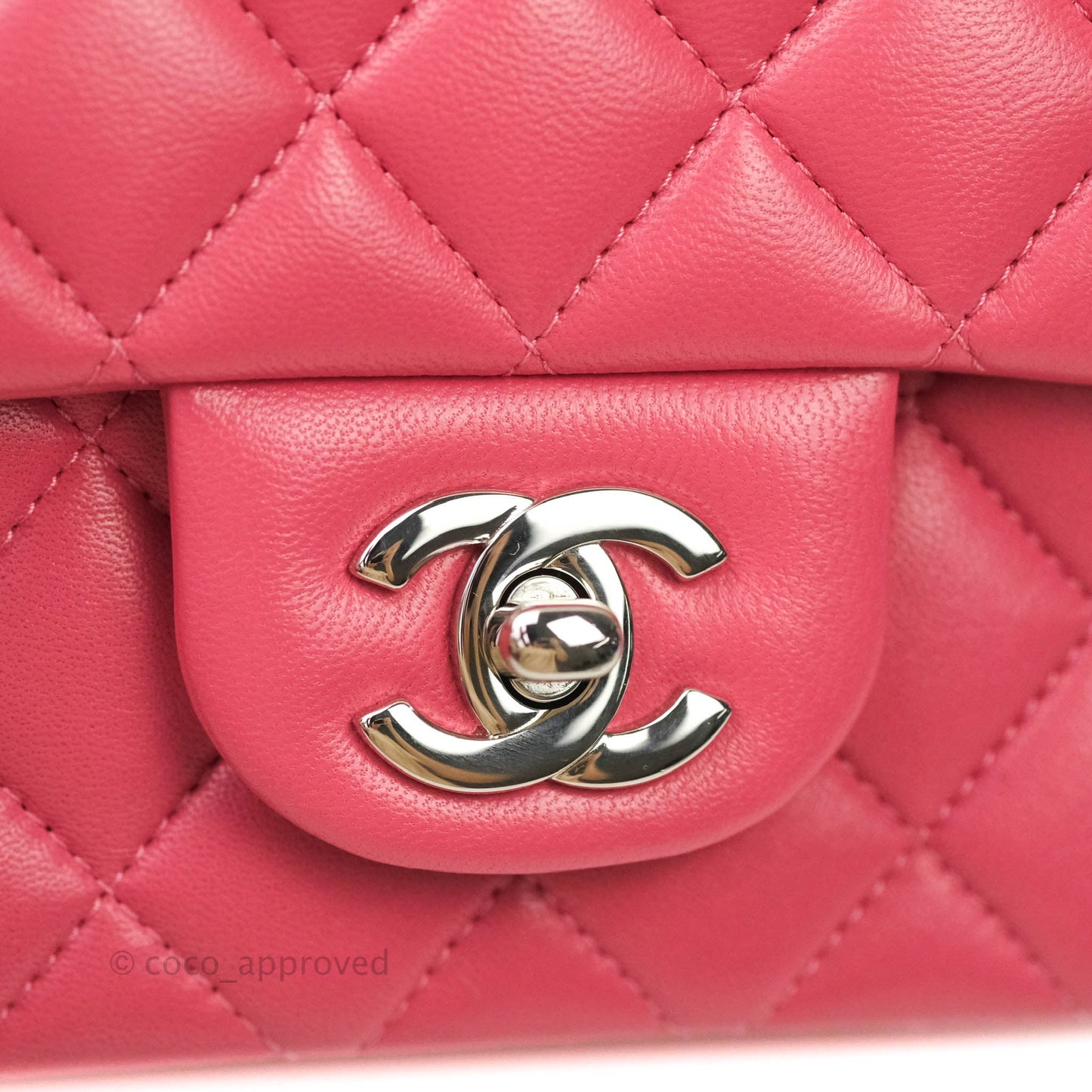 Chanel Mini Square Pink Lambskin Silver Hardware