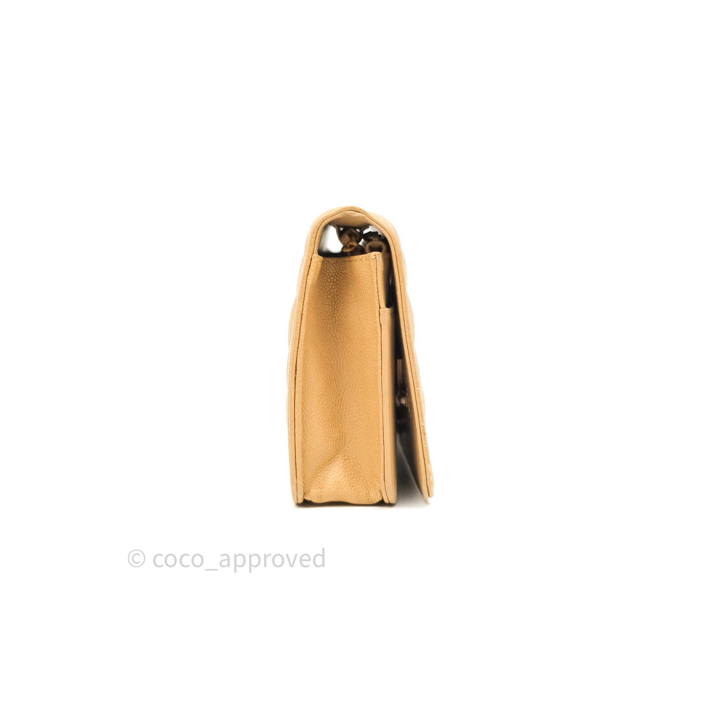 Chanel Quilted Boy Wallet on Chain WOC Beige Caviar Gold Hardware