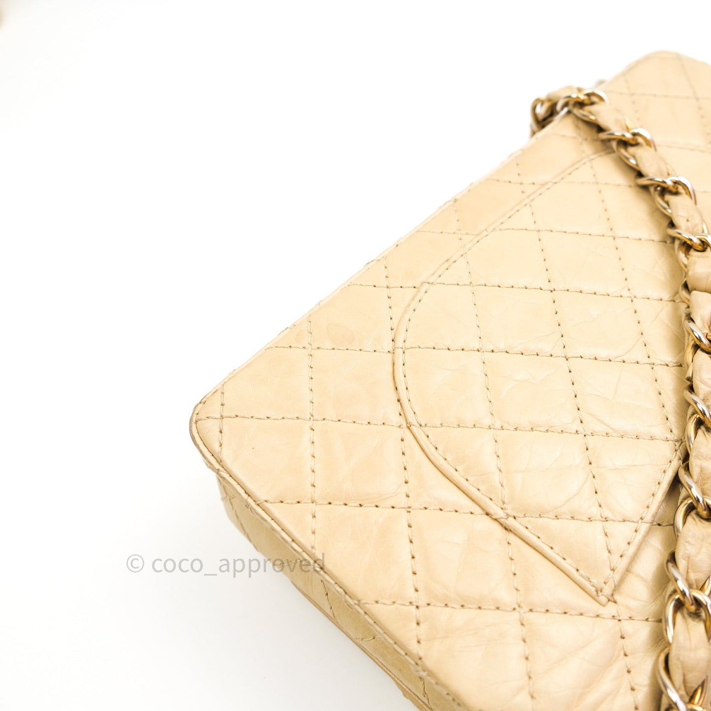 Chanel Vintage Medium Light Beige Calfskin Gold Hardware
