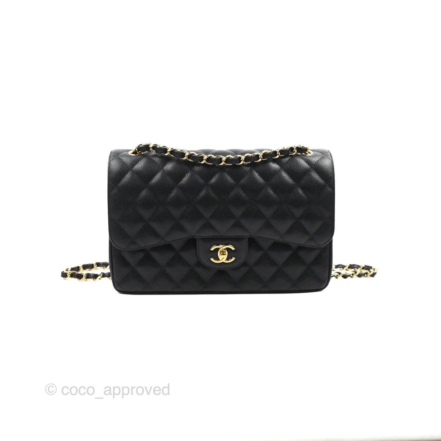Chanel Jumbo Double Flap Black Caviar Gold Hardware⁣⁣
