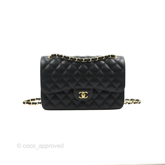 Chanel Jumbo Double Flap Black Caviar Gold Hardware⁣⁣