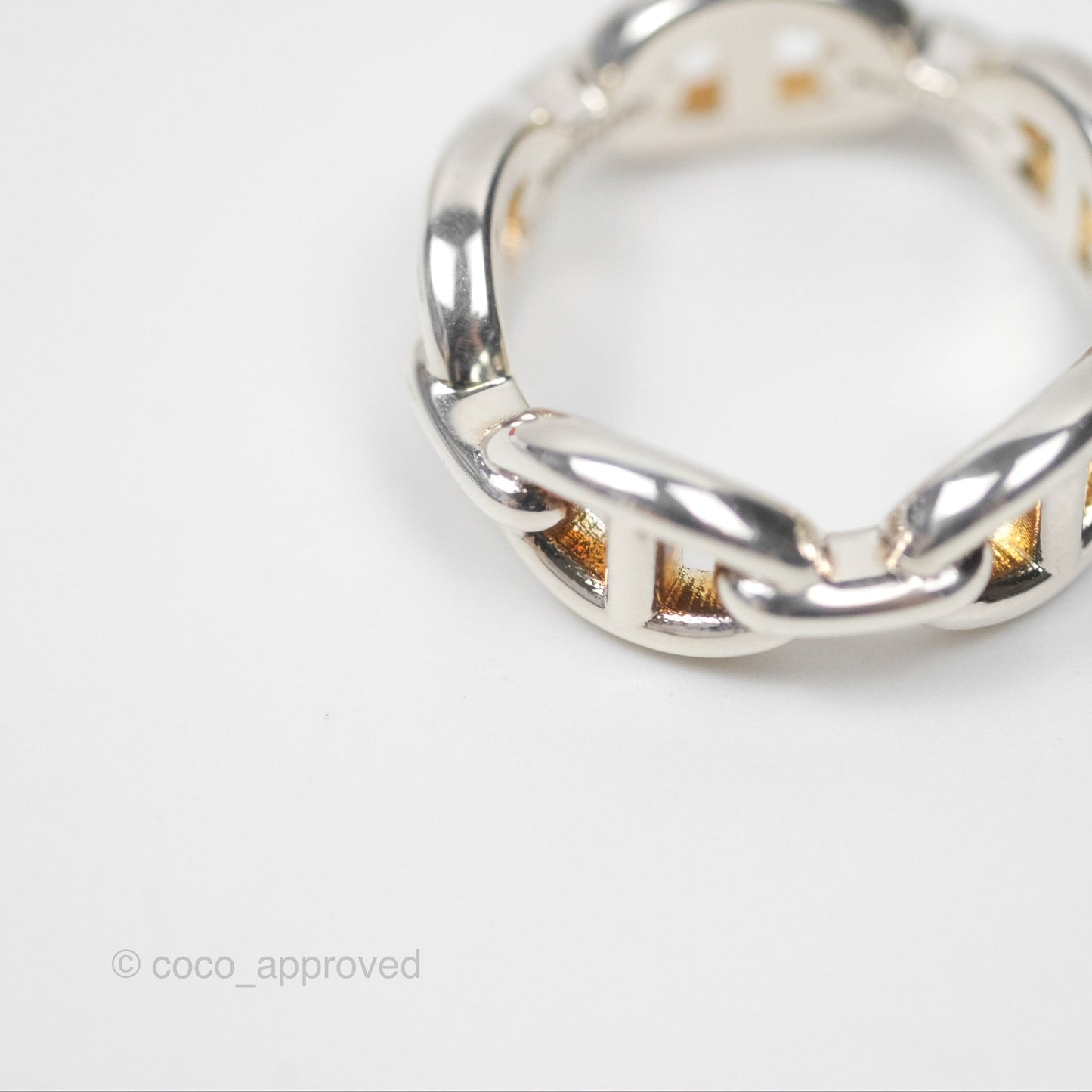 Hermès Sterling Silver PM Chaine d'Ancre Enchainee Band Ring SIze 53