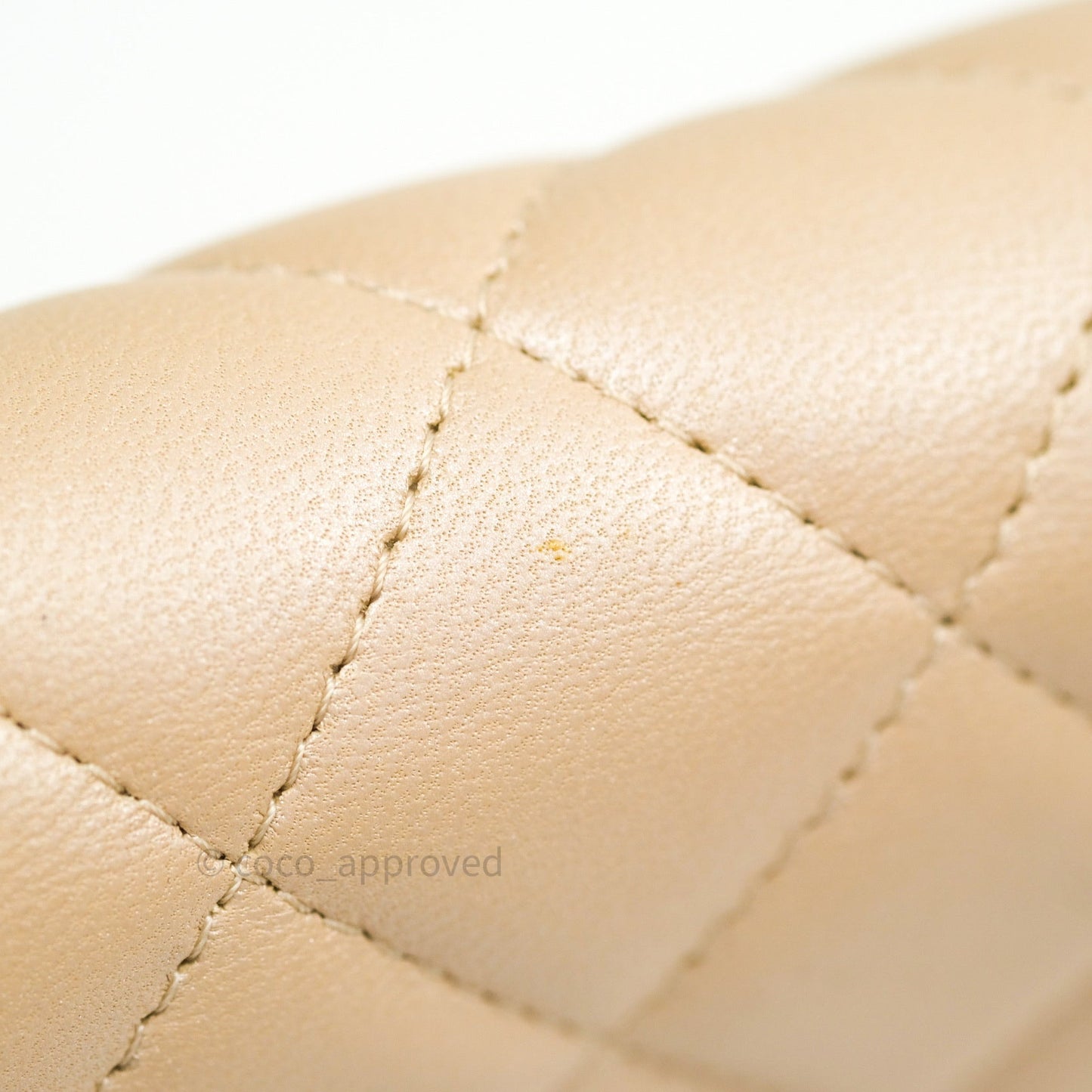 Chanel Quilted Beige Iridescent Lambskin Pearl Wallet On Chain WOC