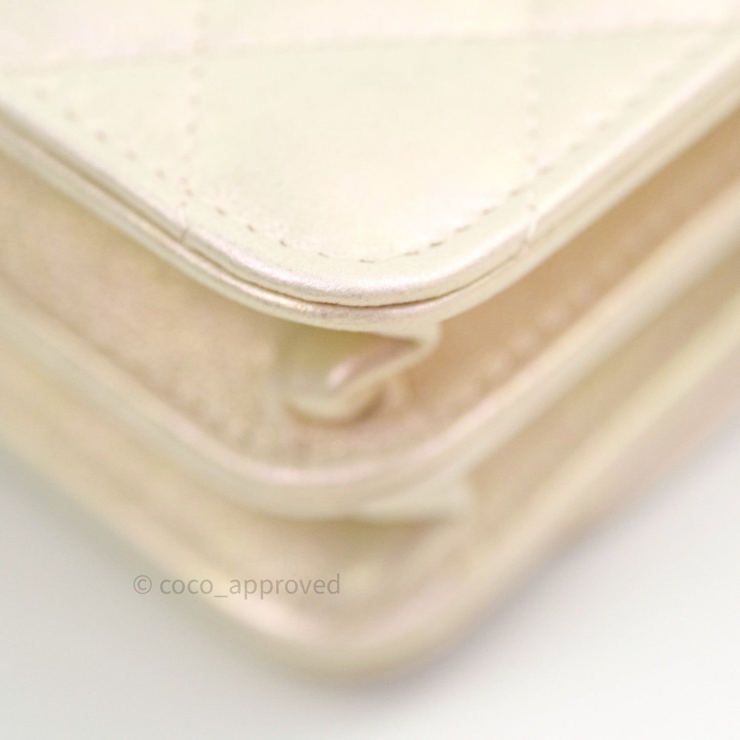 Chanel Quilted Mini Wallet on Chain WOC Iridescent Ivory Gold Hardware 20A