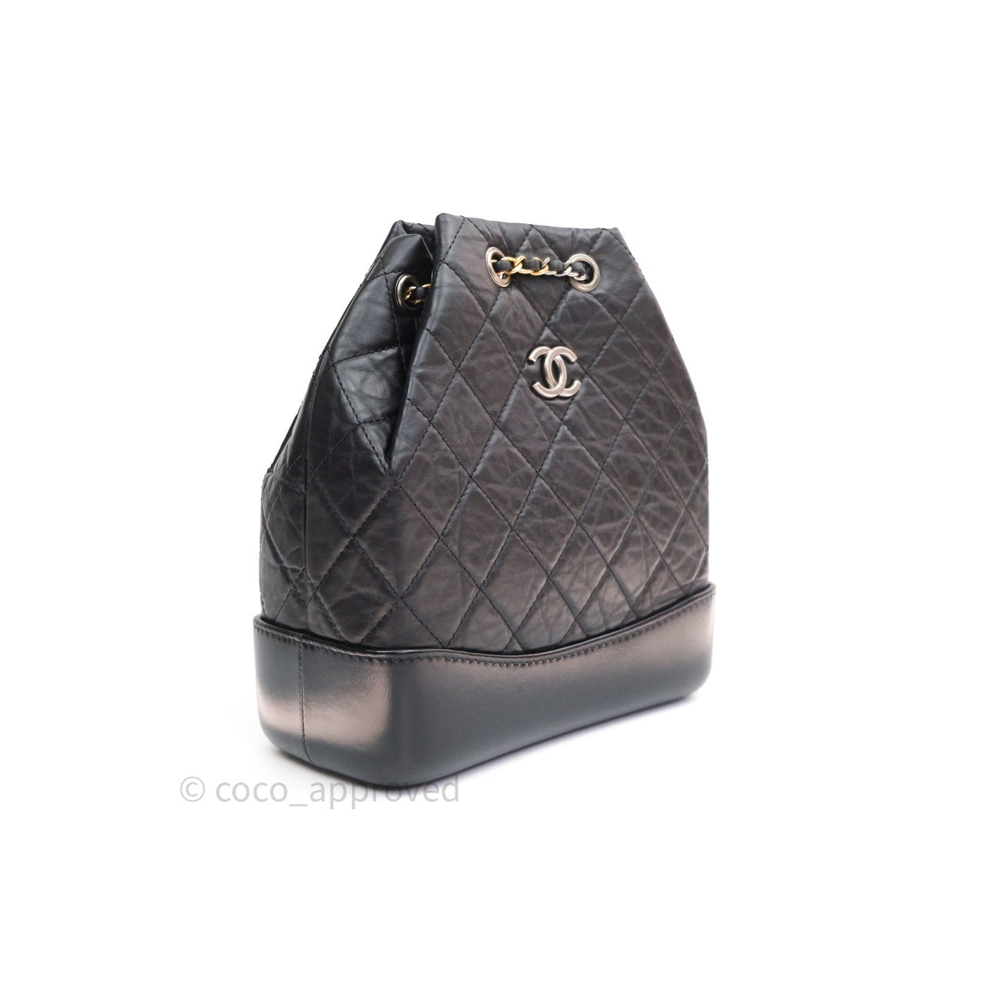 Chanel Gabrielle Backpack Black Aged Calfskin Small Black