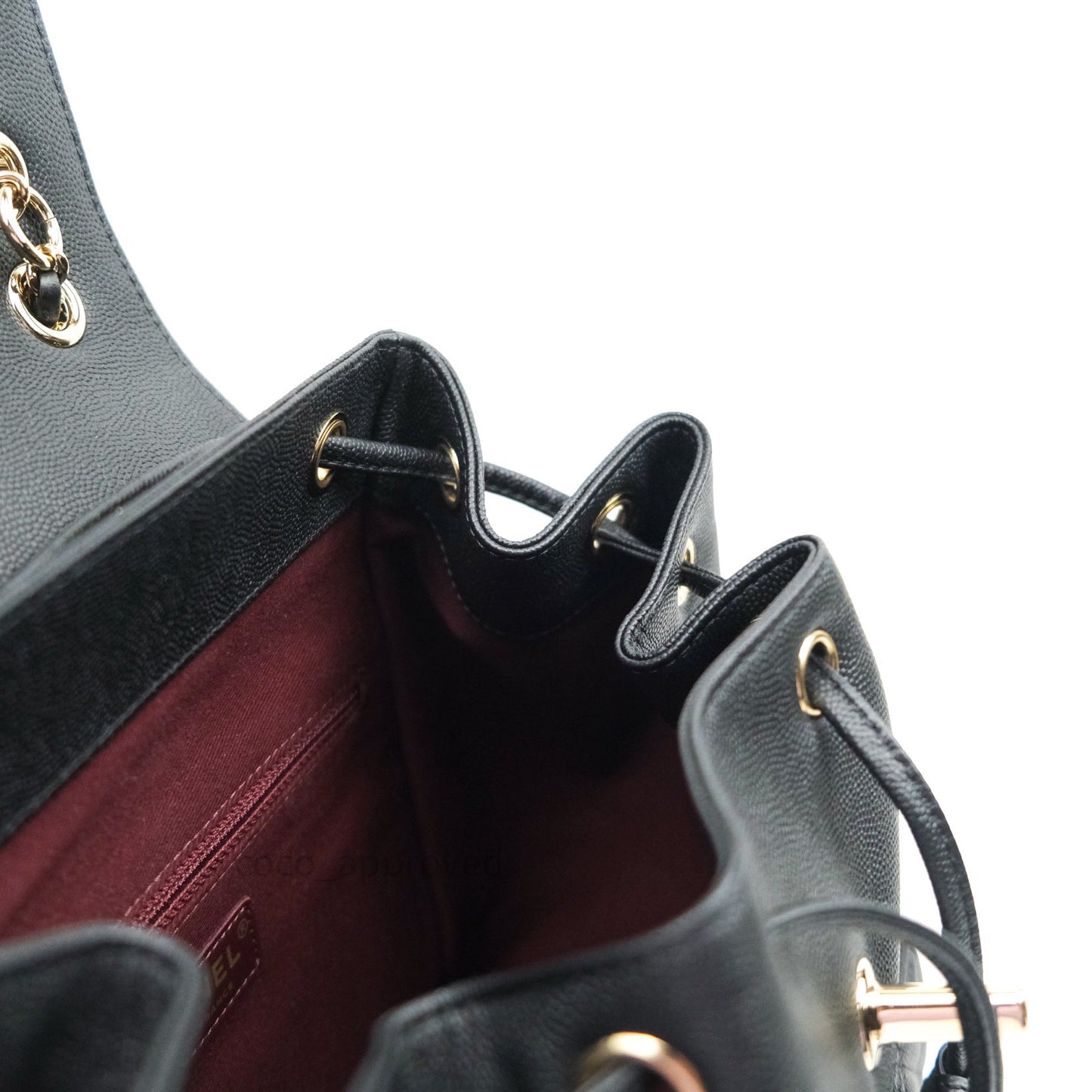 Chanel Quilted Business Affinity Backpack Black Caviar Light Gold Hardware