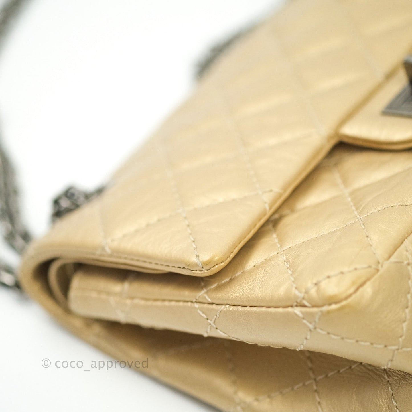 Chanel Mini Reissue 224 Gold Aged Calfskin Ruthenium Hardware