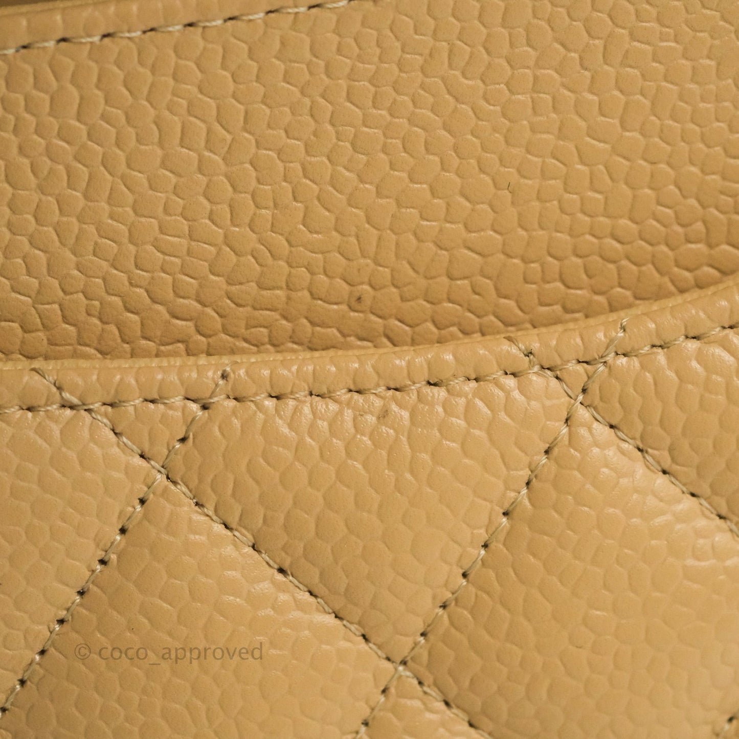 Chanel Classic M/L Medium Flap Quilted Beige Caviar Gold Hardware