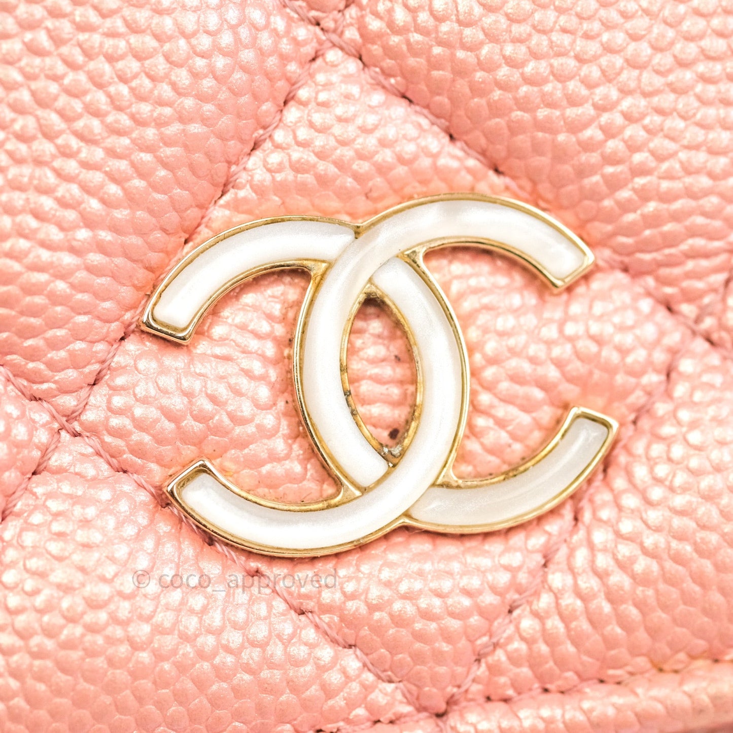 Chanel Quilted Wallet on Chain WOC Iridescent Pink Caviar Gold Hardware 19S