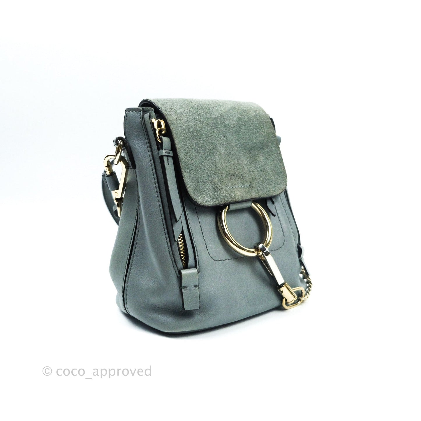 Chloé Suede Calfskin Small Faye Backpack Cloudy Blue