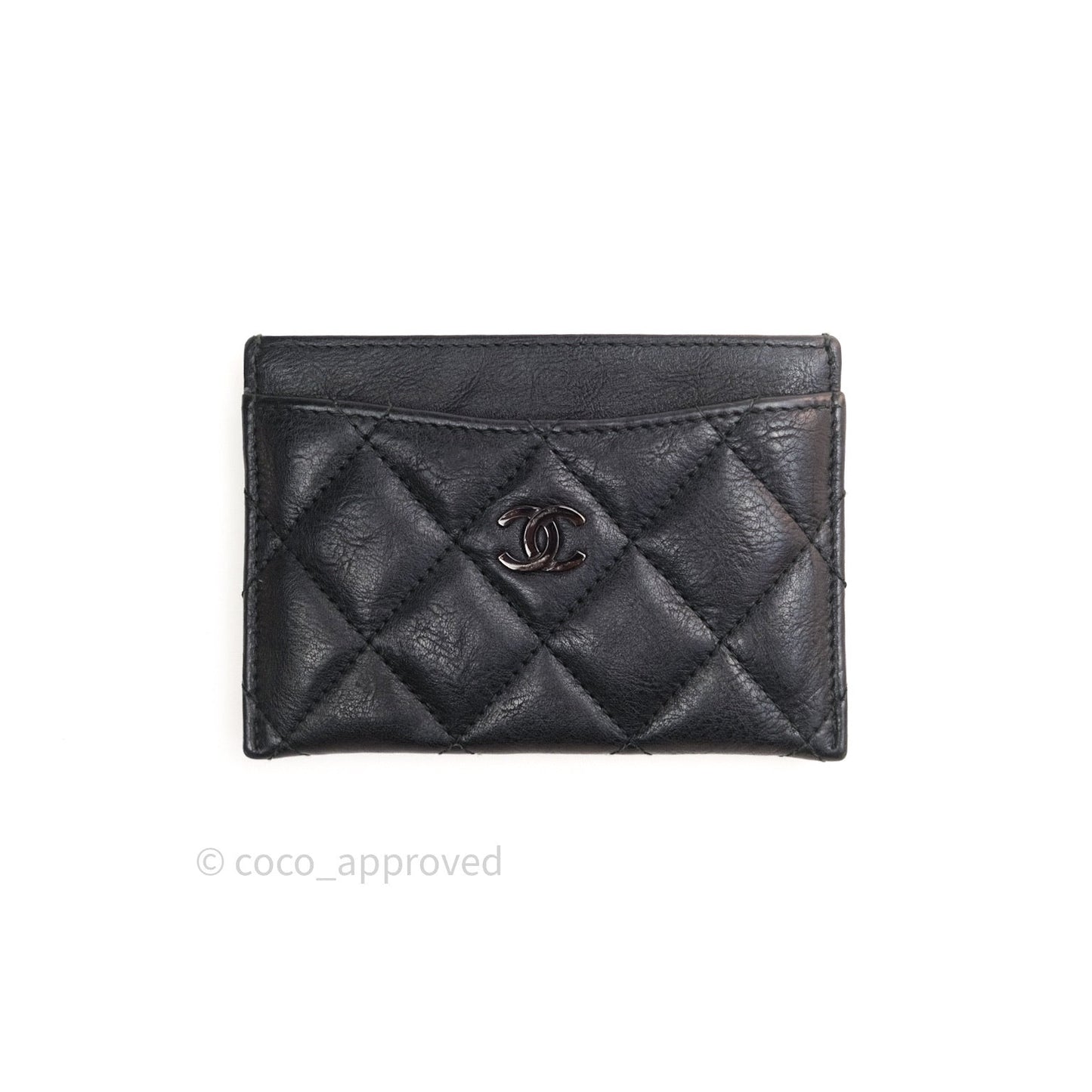 Chanel So Black Quilted Classic Calfskin Flat Card Holder