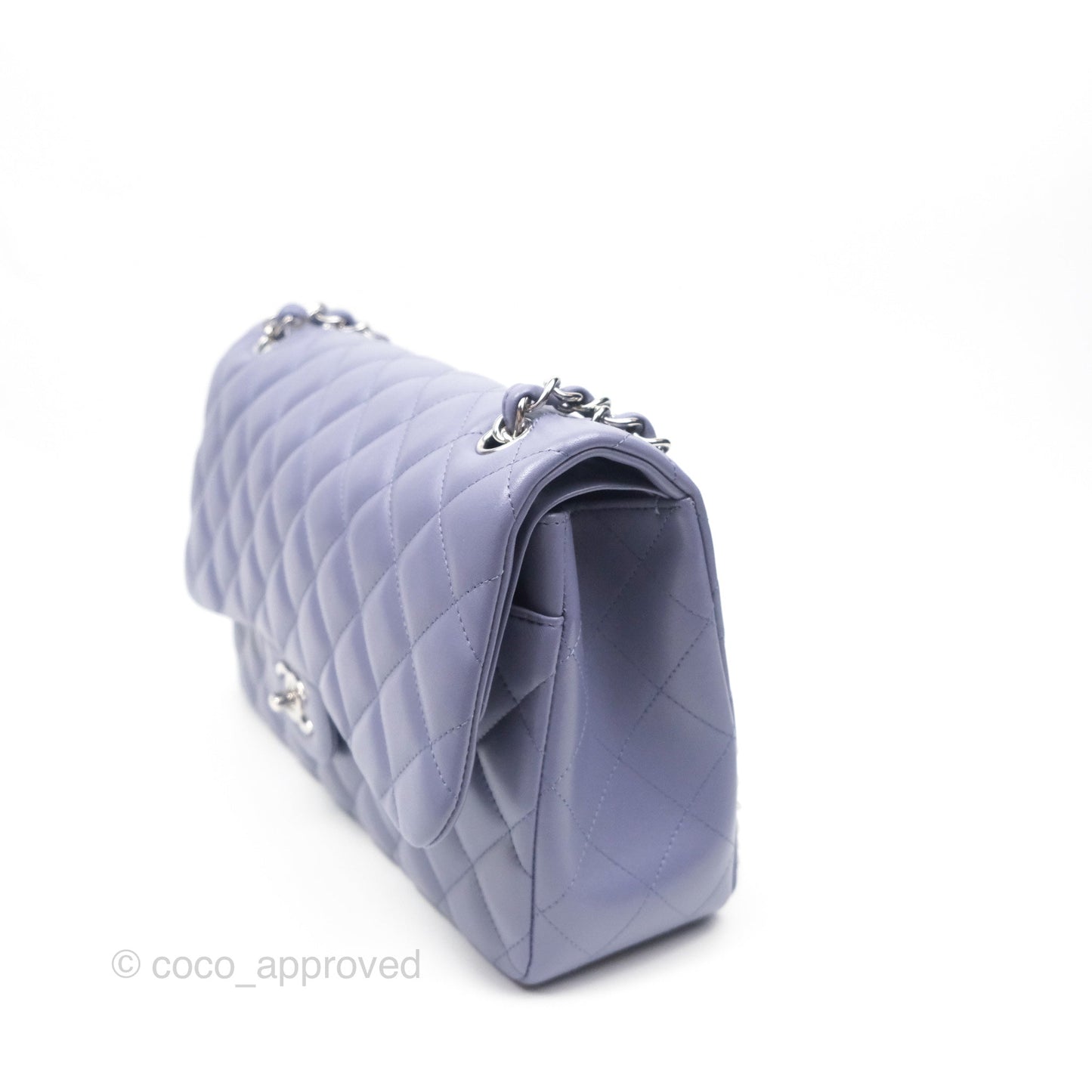 Chanel Jumbo Double Flap Lavender Blue Lambskin Silver Hardware⁣⁣