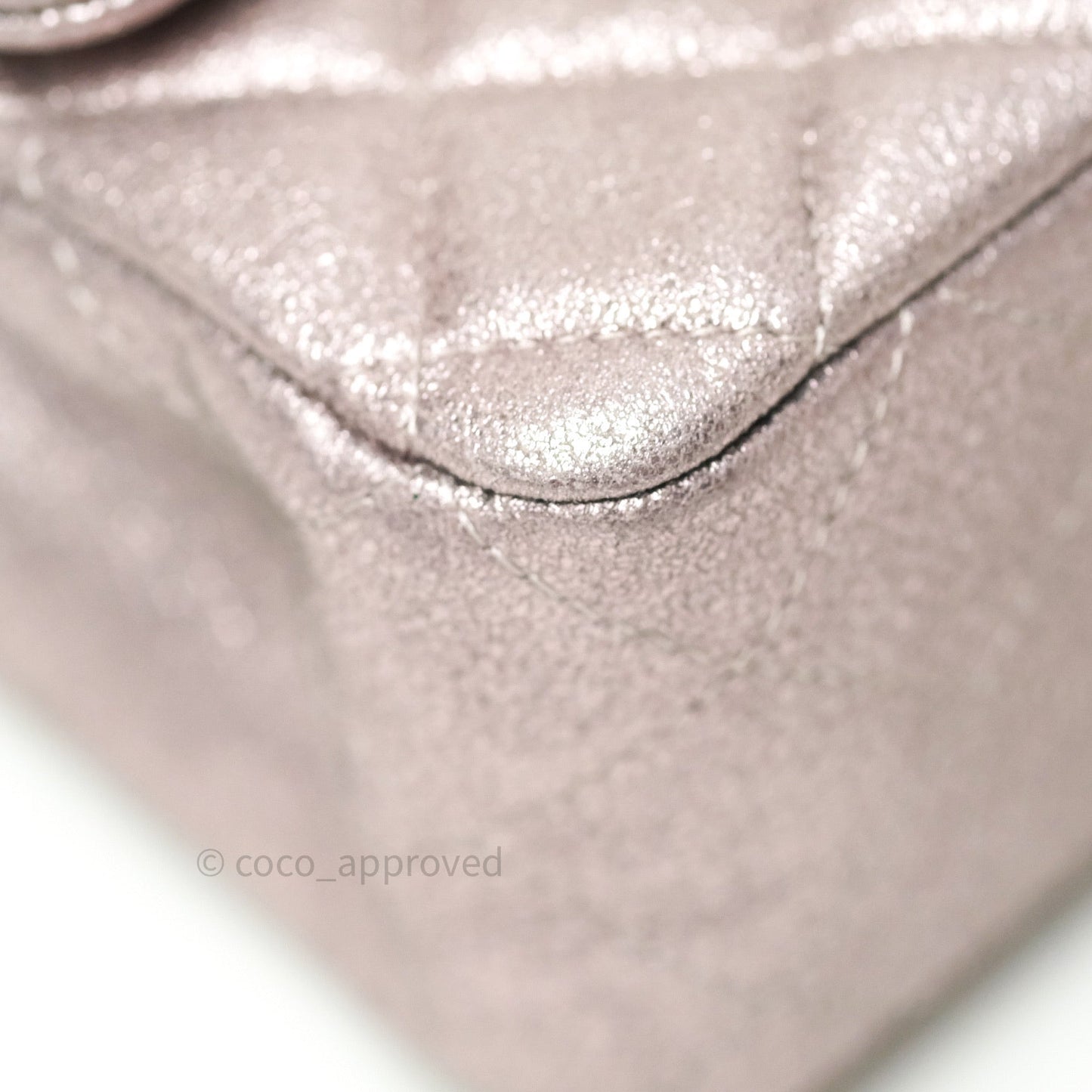 Chanel Metallic Rose Gold Goatskin Quilted Mini Rectangular Flap 14B