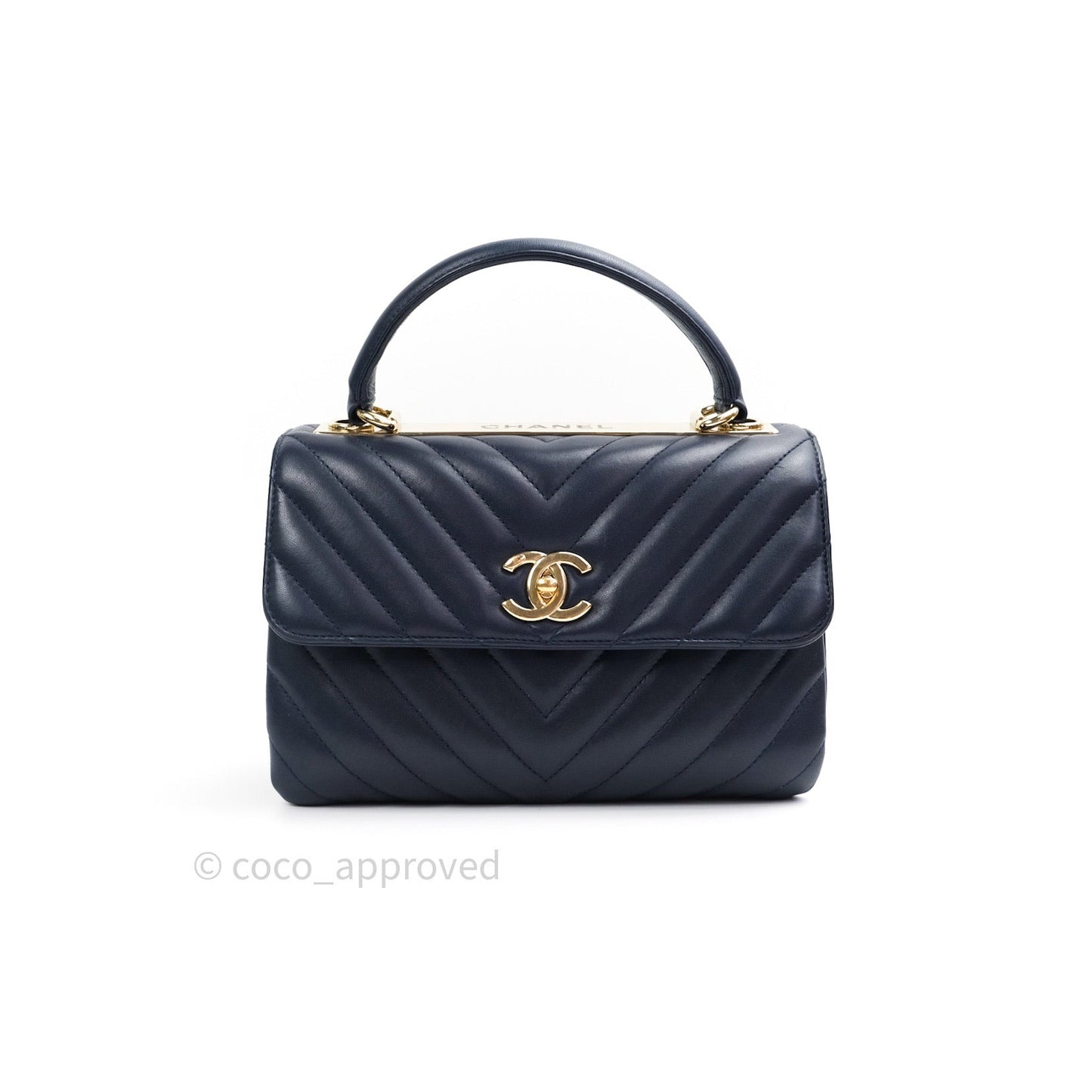Chanel Trendy CC Small Chevron Navy Lambskin Gold Hardware