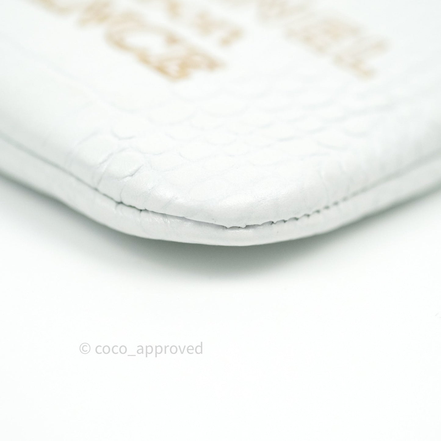 Chanel Calfskin Crocodile Embossed Mini O Case White Gold