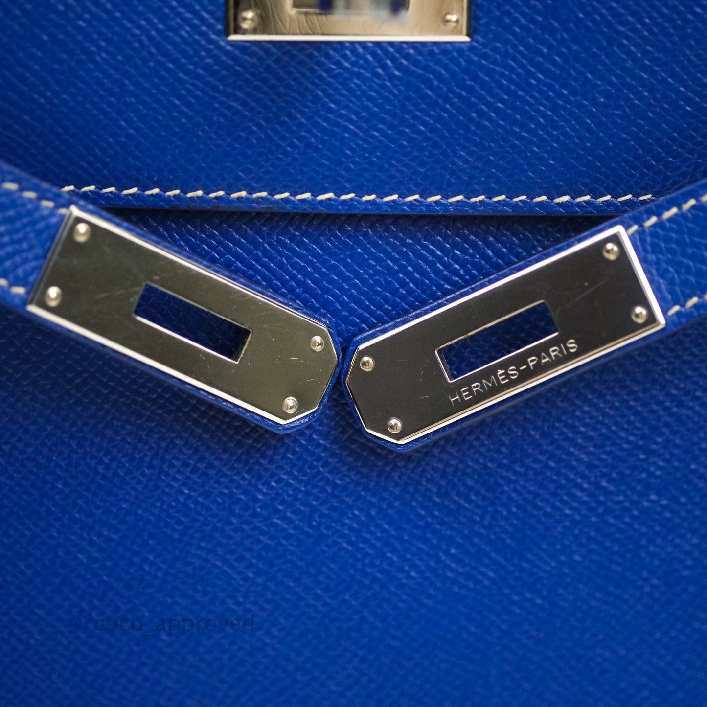Hermès Kelly 32 Bleu Electrique Epsom Palladium Hardware