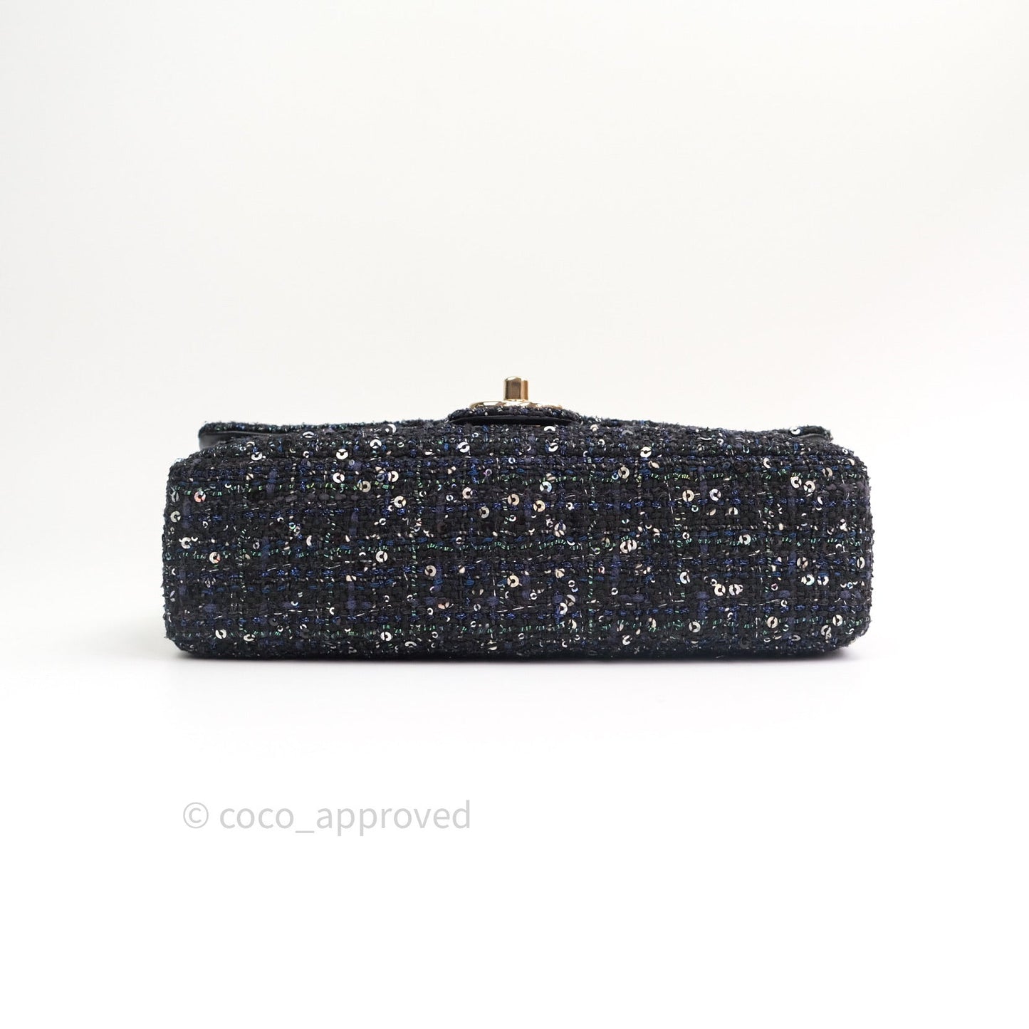 Chanel Tweed Medium Pearl Handle Flap Black Ecru