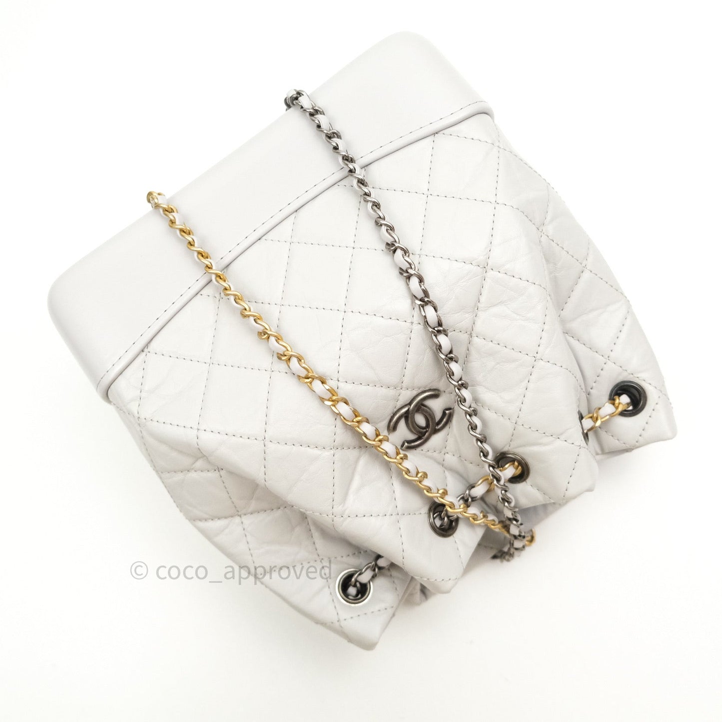 Chanel Gabrielle Backpack Black Aged Calfskin Small Light Grey
