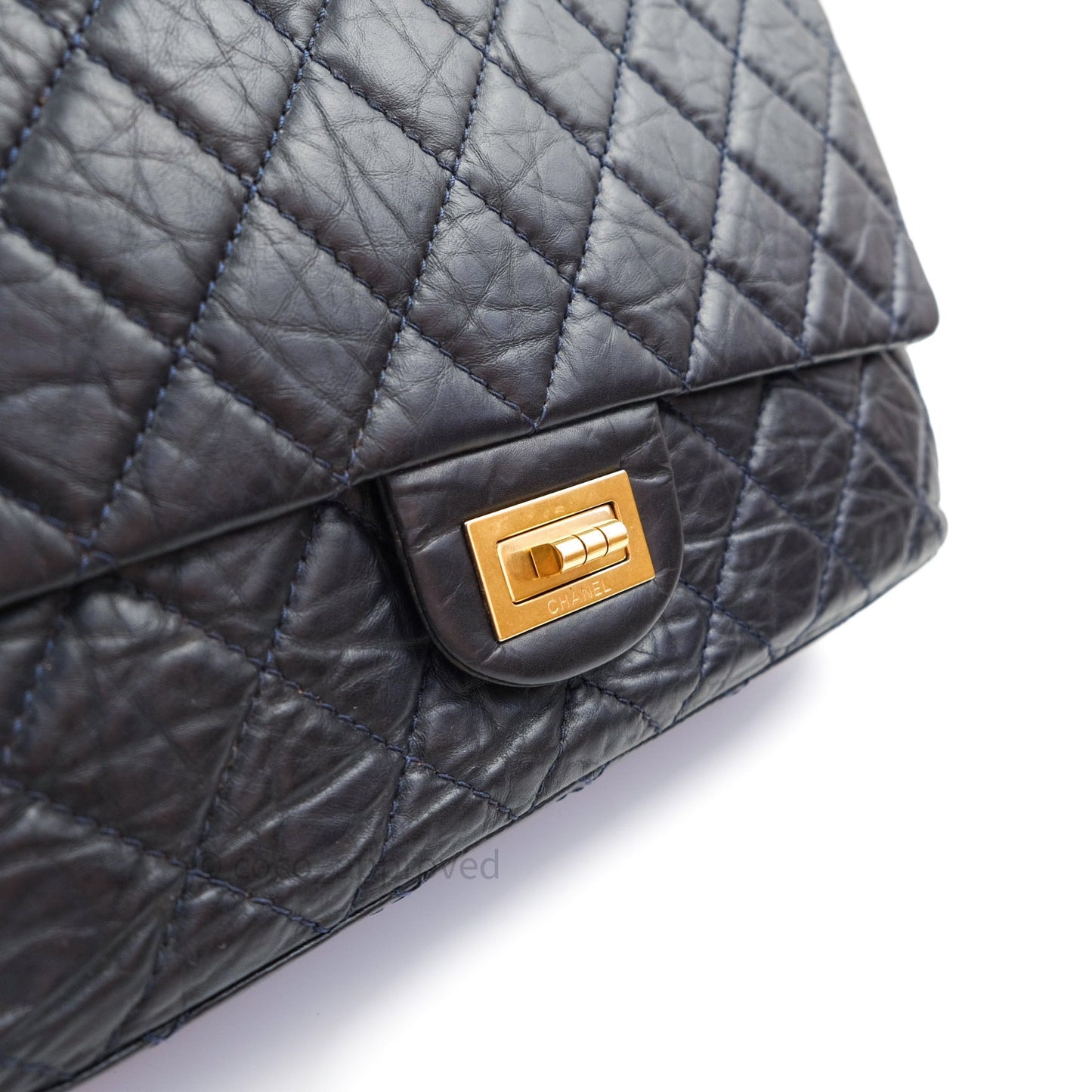 Chanel Reissue Quilted Aged Calfskin Dark Navy Gold Hardware 227