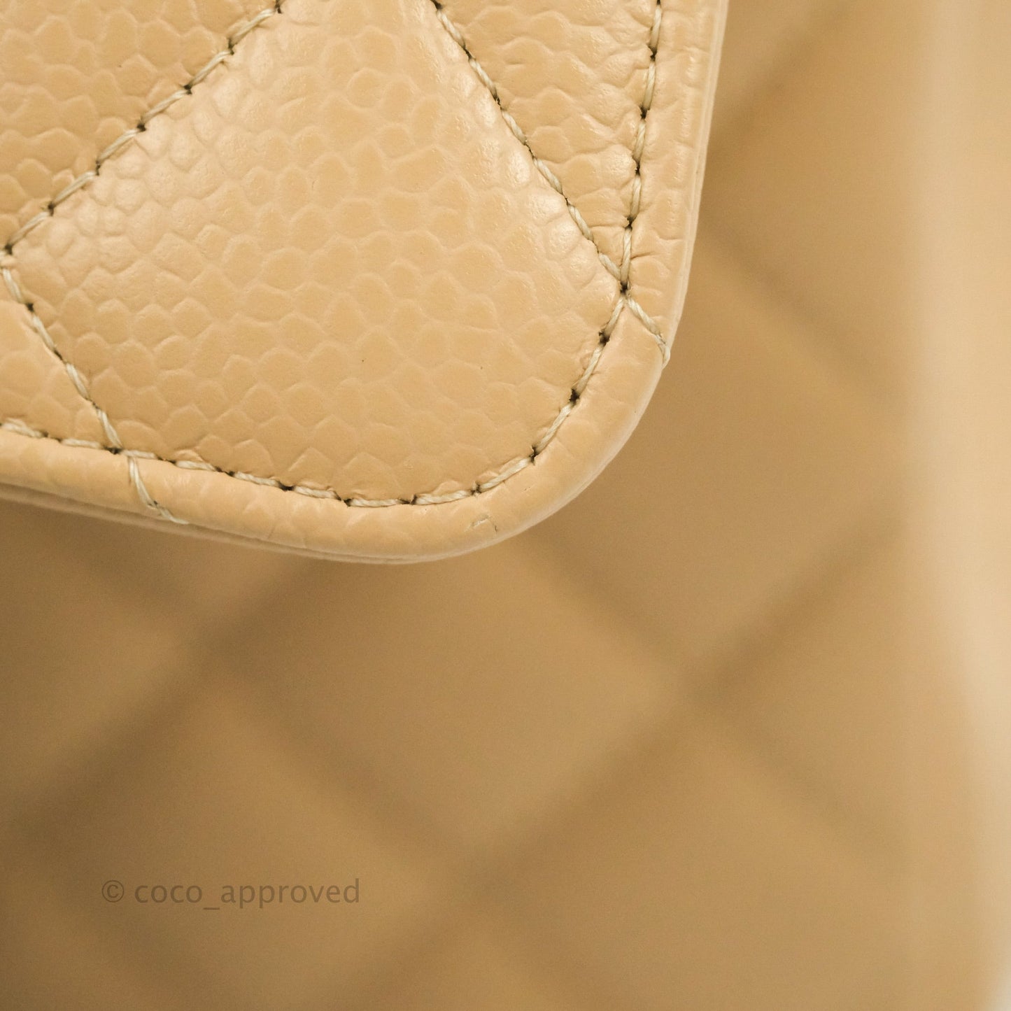 Chanel Classic M/L Medium Flap Quilted Beige Caviar Gold Hardware