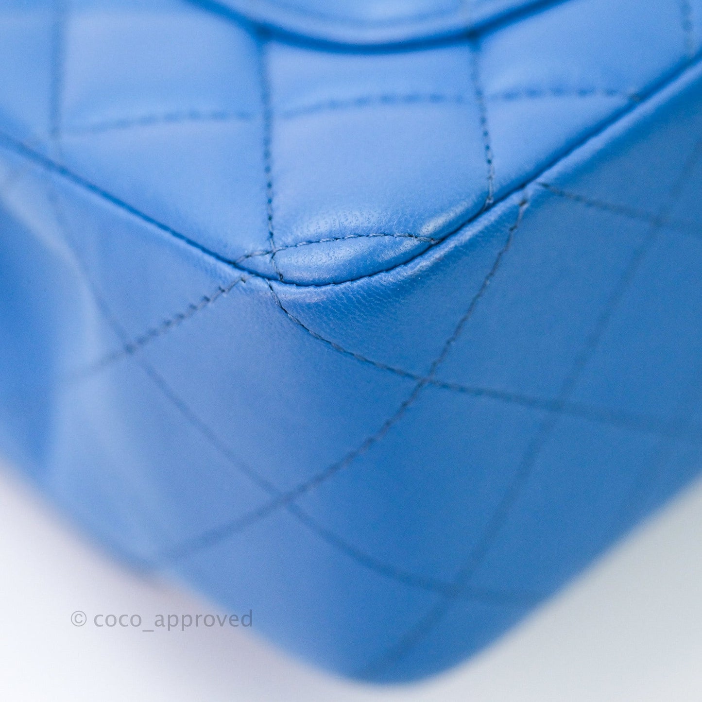 Chanel Quilted Mini Rectangular Blue Lambskin Gold Hardware