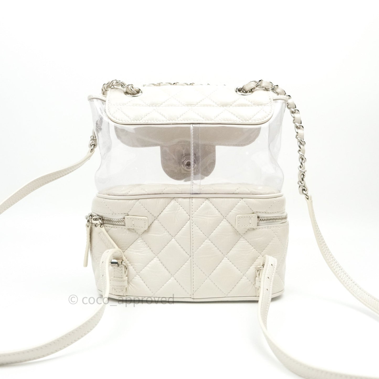 Chanel Crumpled Calfskin PVC Quilted Backpack White