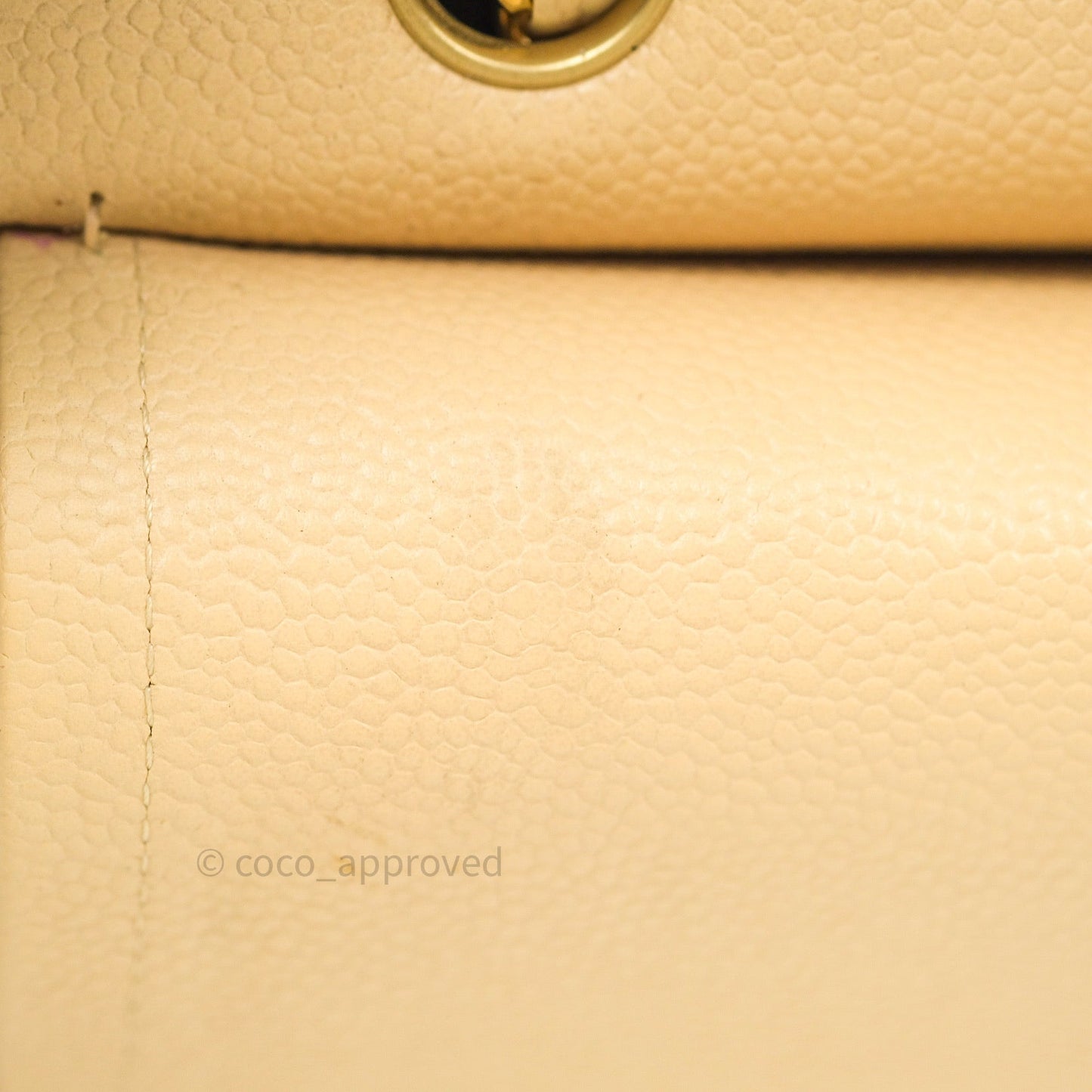 Chanel Quilted M/L Medium Double Flap Beige Clair Caviar Gold Hardware