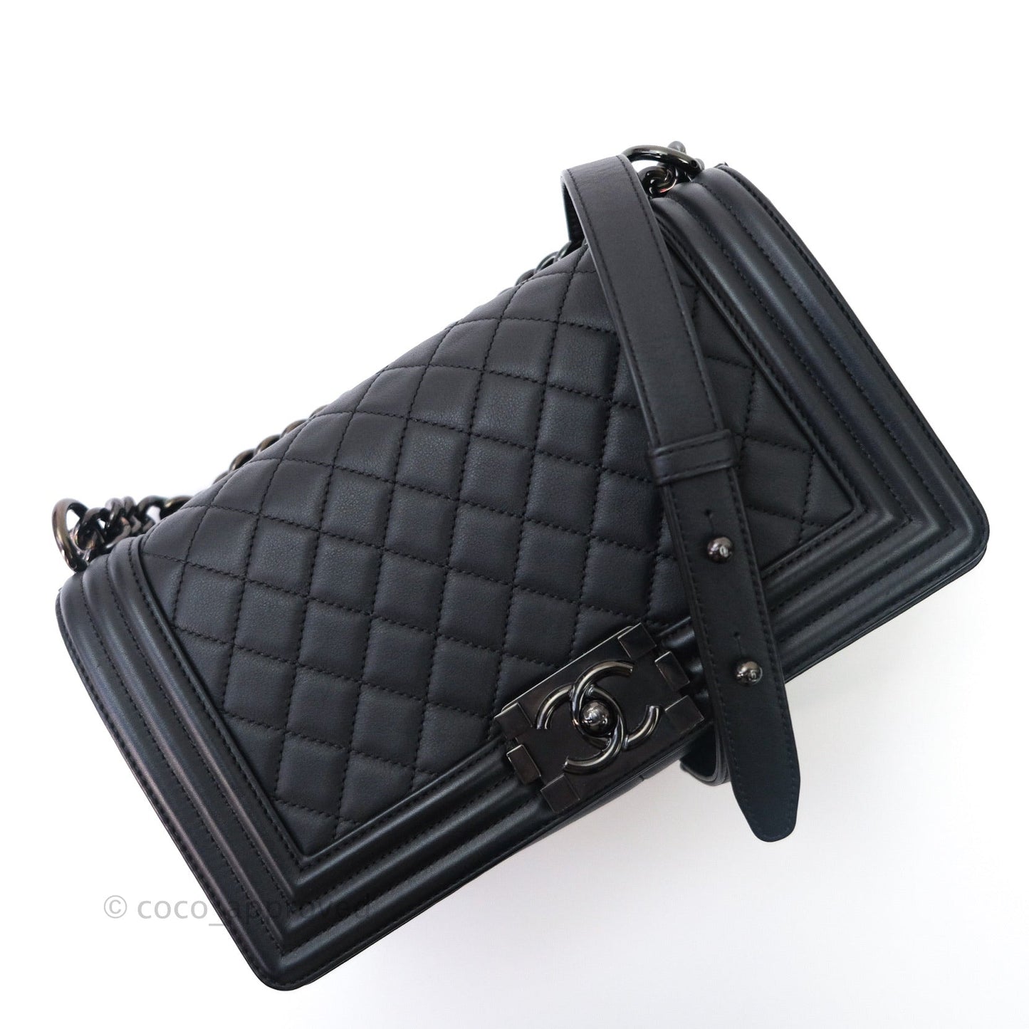Chanel Quilted Medium Calfskin Boy Flap So Black Hardware