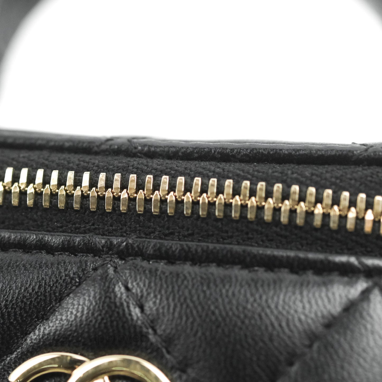 Chanel Mini Top Handle Vanity With Chain Black Lambskin Gold Hardware