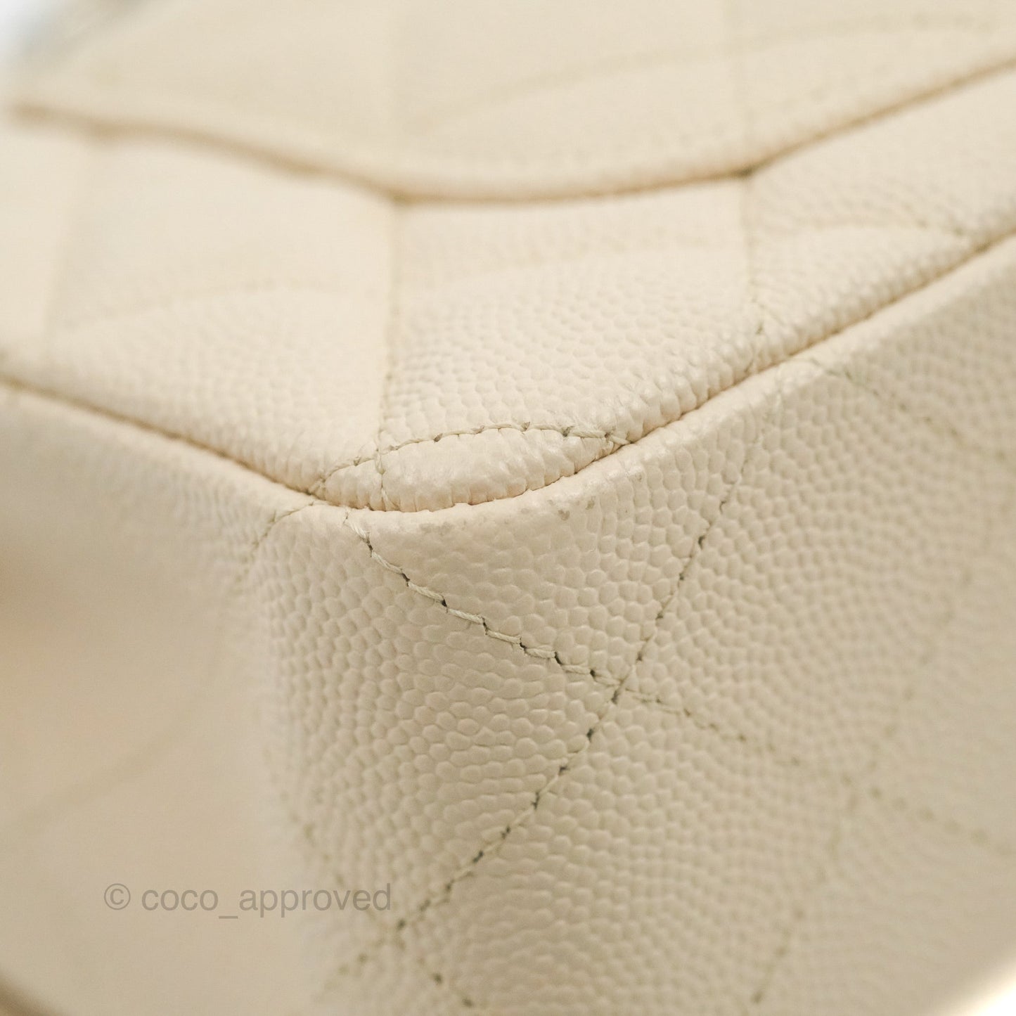 Chanel Quilted Mini Rectangular Ivory Caviar Silver Hardware