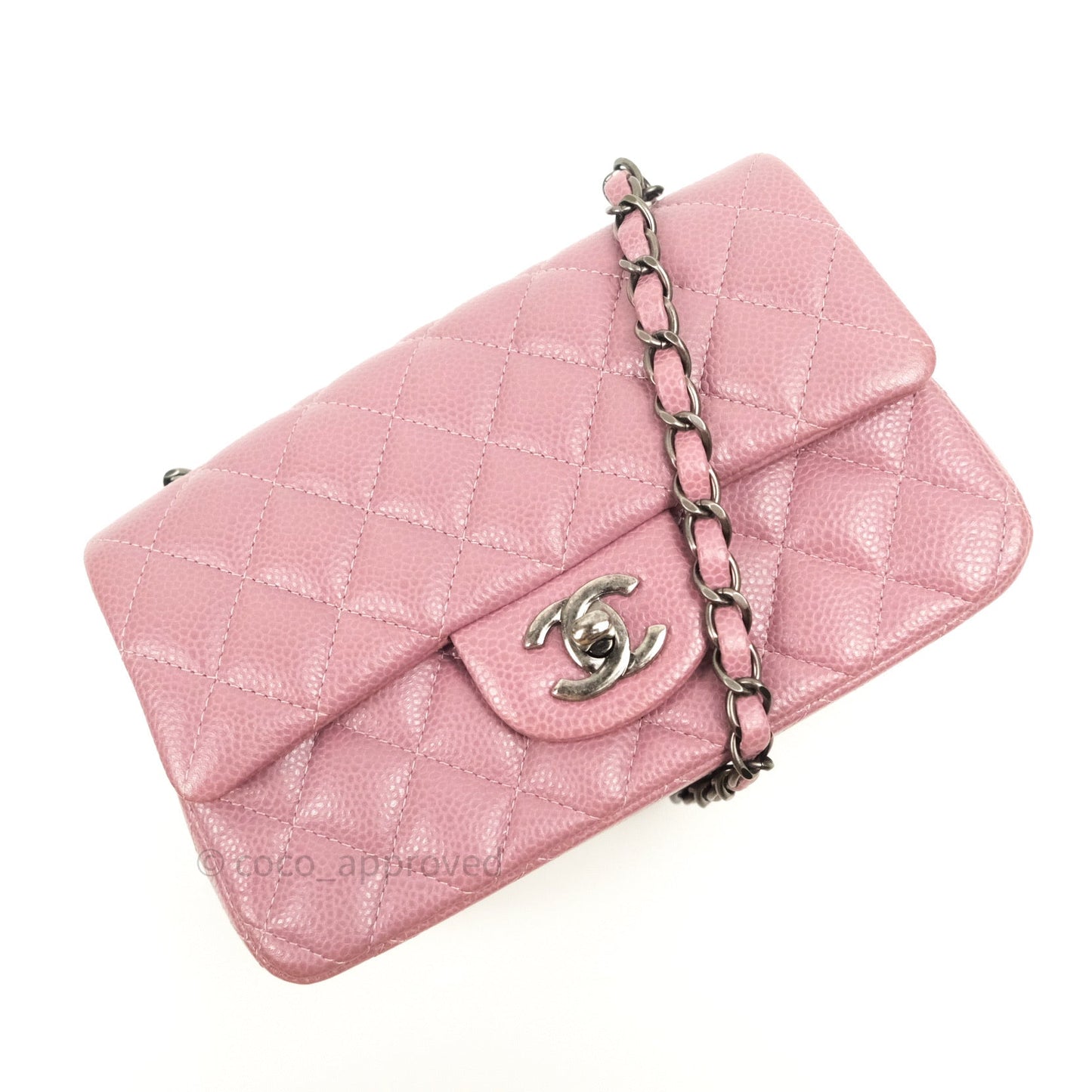 Chanel Quilted Mini Rectangular Mauve Pink Caviar Ruthenium Hardware