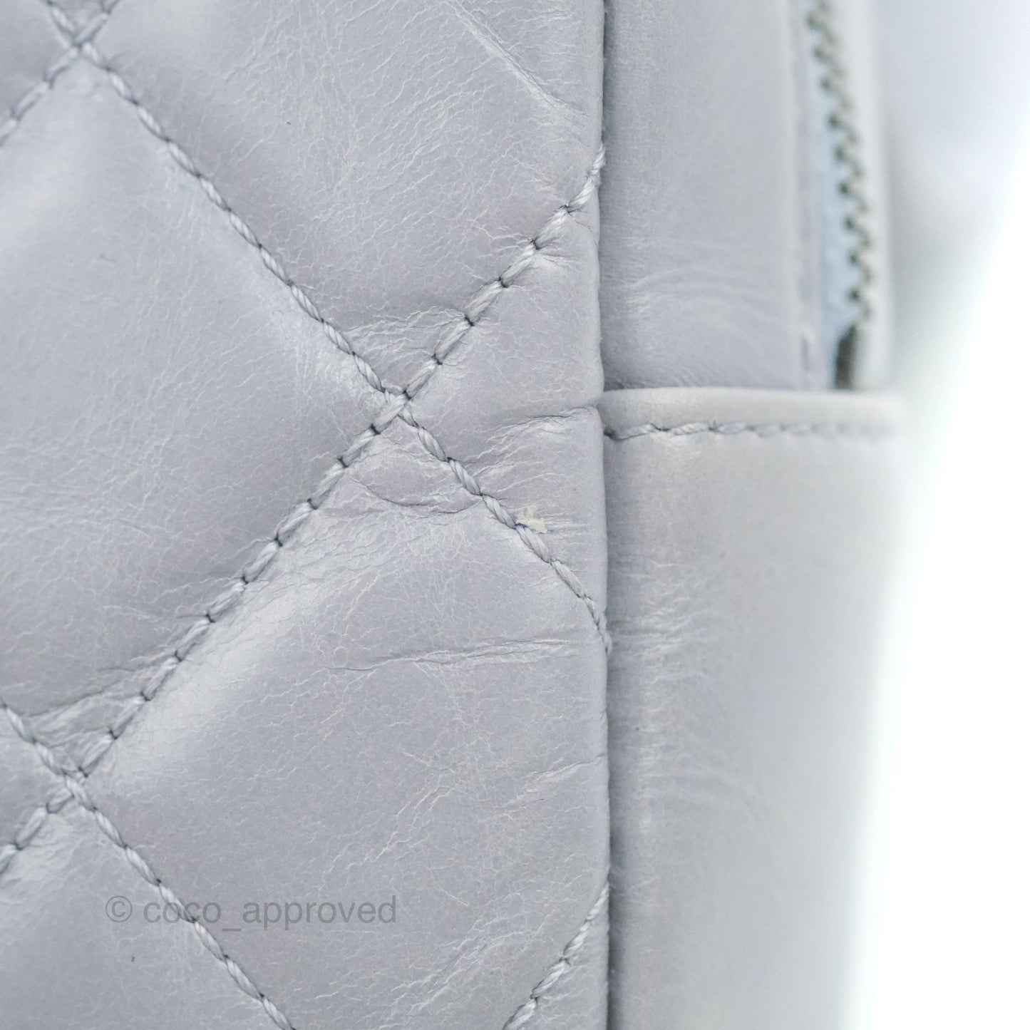 Chanel Medium Easy Flap Bag Light Grey Blue Aged Calfskin Ruthenium Hardware