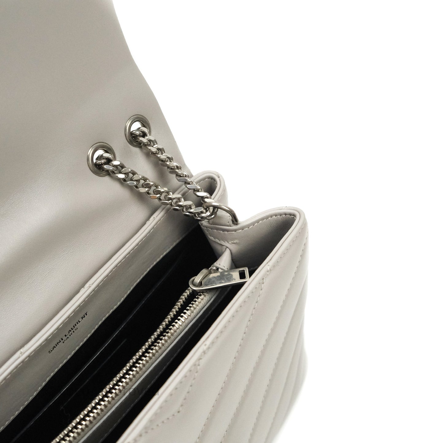 Saint Laurent Loulou Small Bag Light Grey Silver Hardware