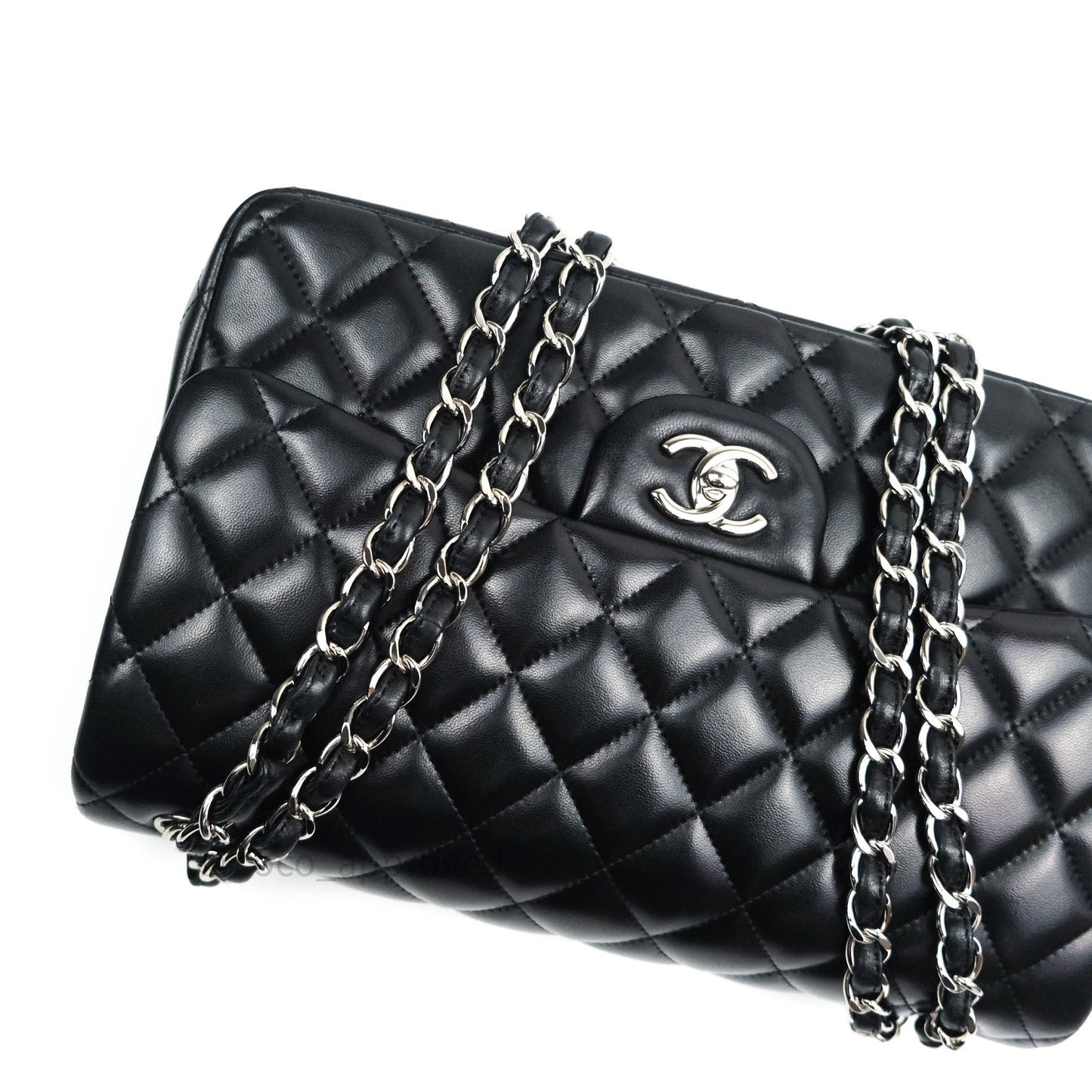 Chanel Classic Jumbo Double Flap Black Lambskin Silver Hardware⁣⁣