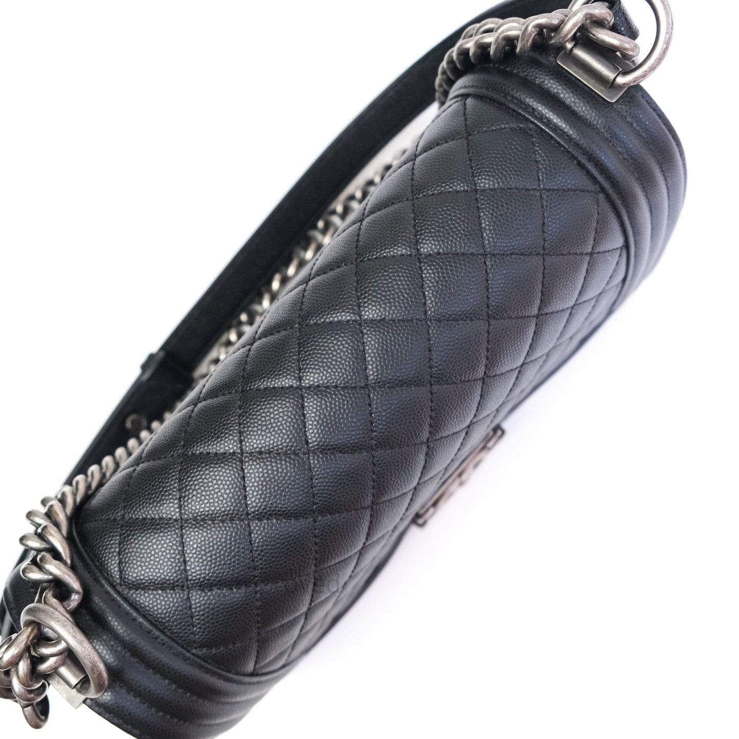 Chanel Boy Quilted Medium Black Caviar Ruthenium Hardware