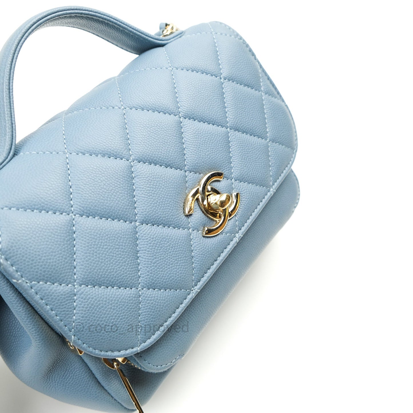 Chanel Caviar Quilted Small Business Affinity Flap Blue Light Gold Hardware