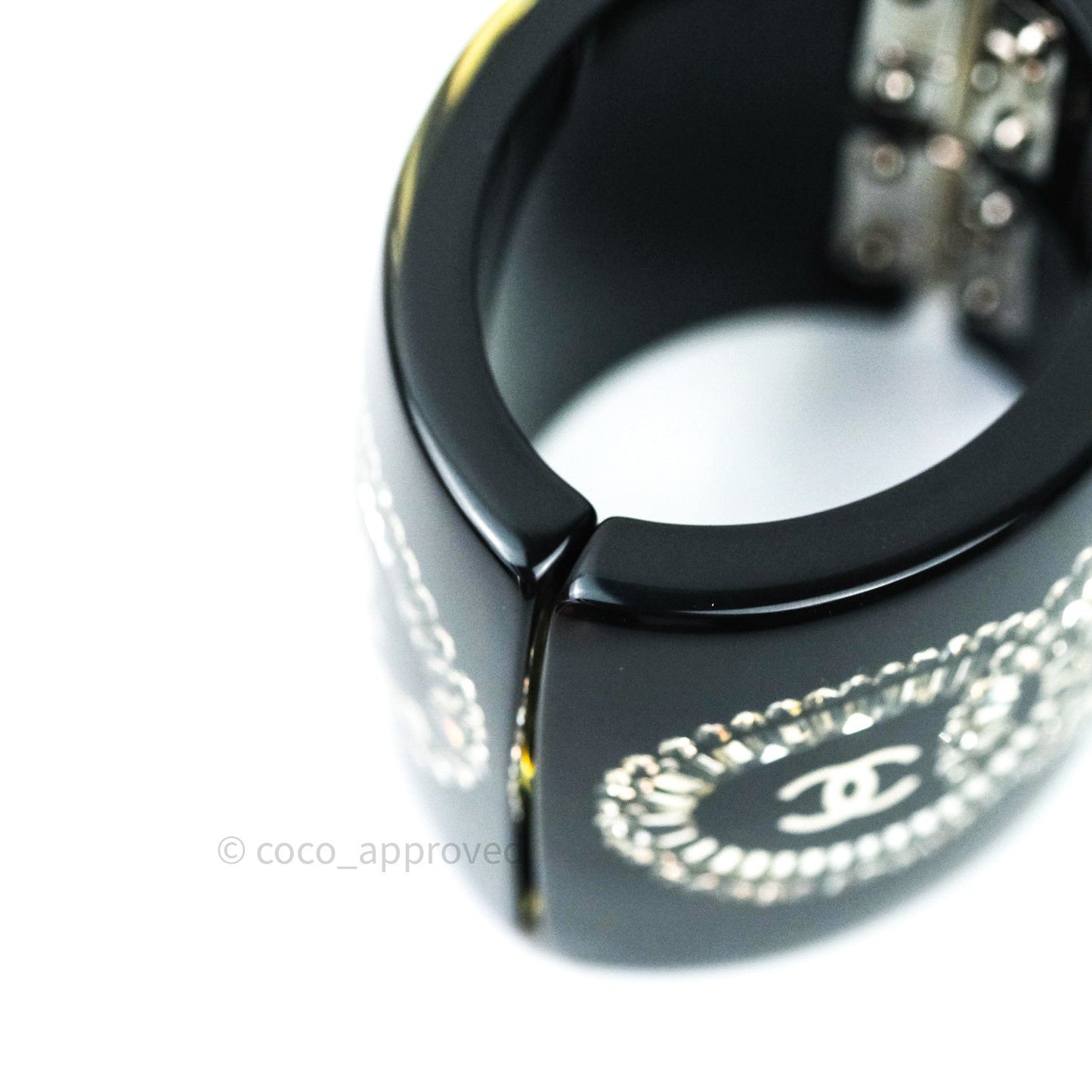 Chanel Resin Strass CC Crystal Cuff Black