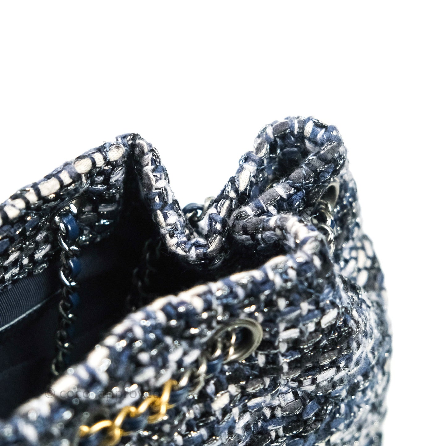 Chanel Gabrielle Small Backpack Navy Tweed Aged Calfskin