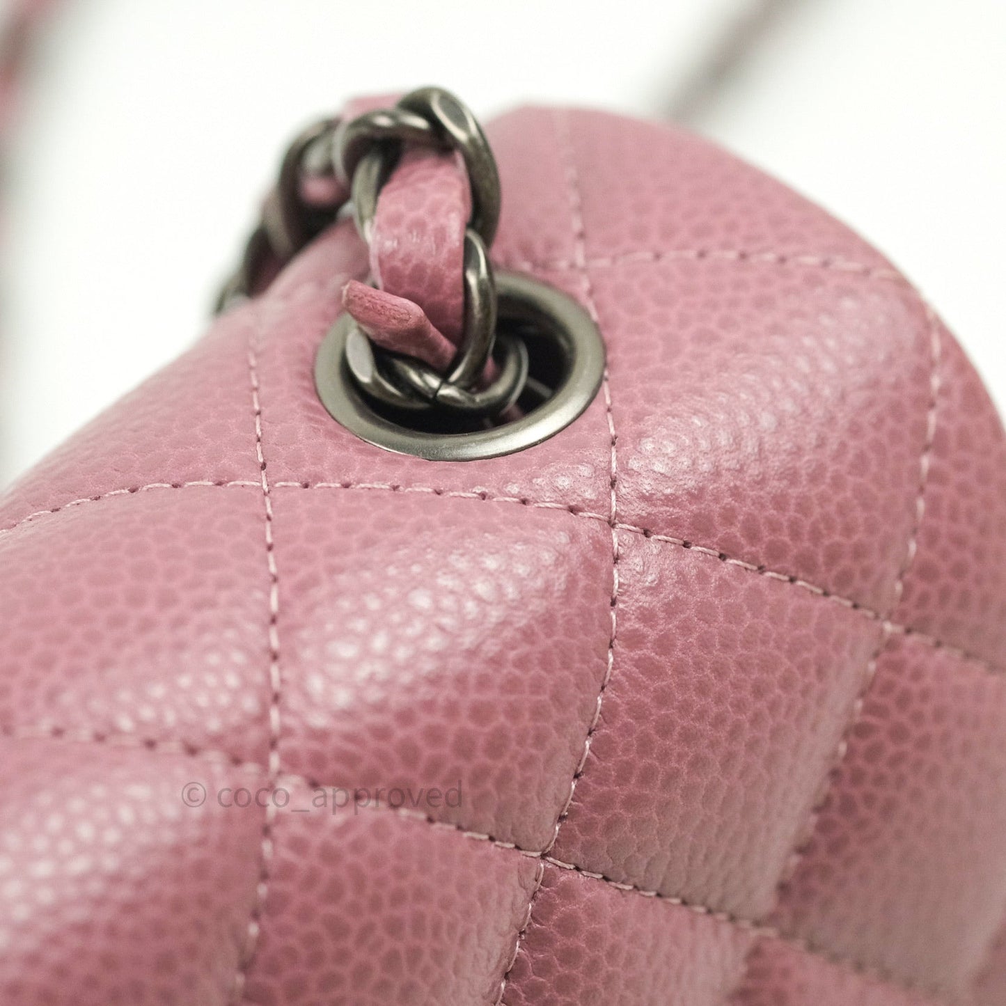 Chanel Quilted Mini Rectangular Mauve Pink Caviar Ruthenium Hardware