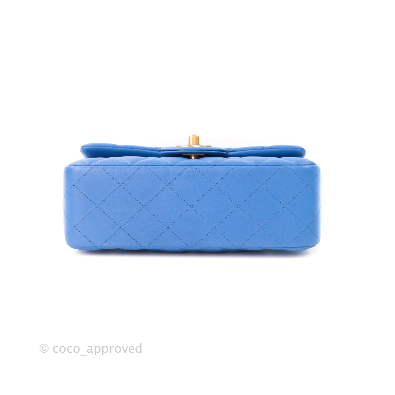 Chanel Quilted Mini Rectangular Blue Lambskin Gold Hardware