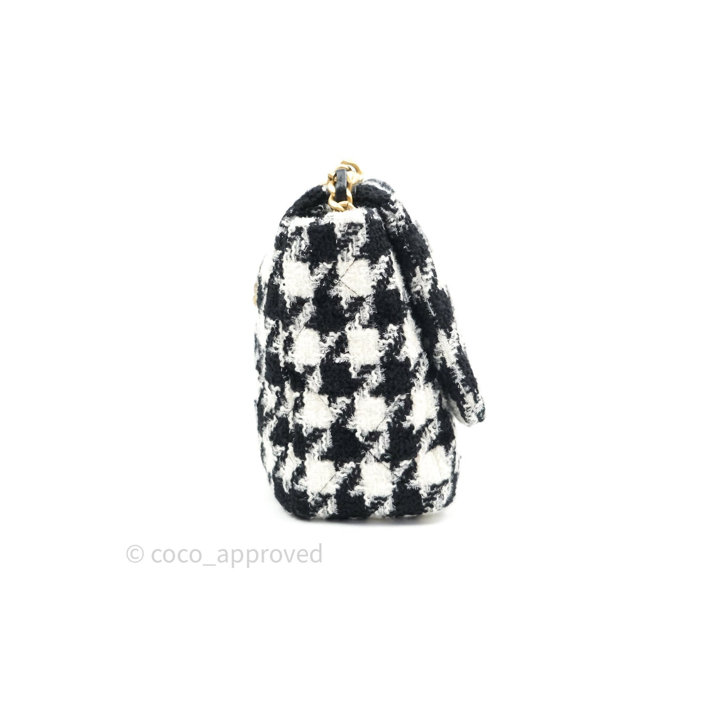 Chanel 19 Maxi Tweed White Black Houndstooth Mixed Hardware 19K