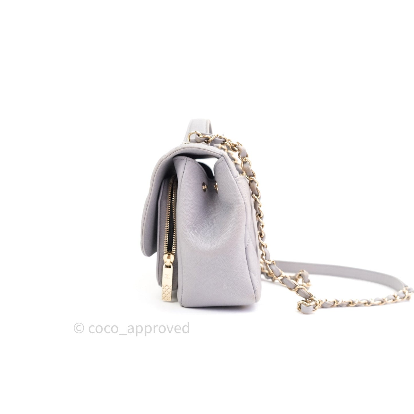 Chanel Quilted Medium Business Affinity Flap Grey Caviar Light Gold Hardware